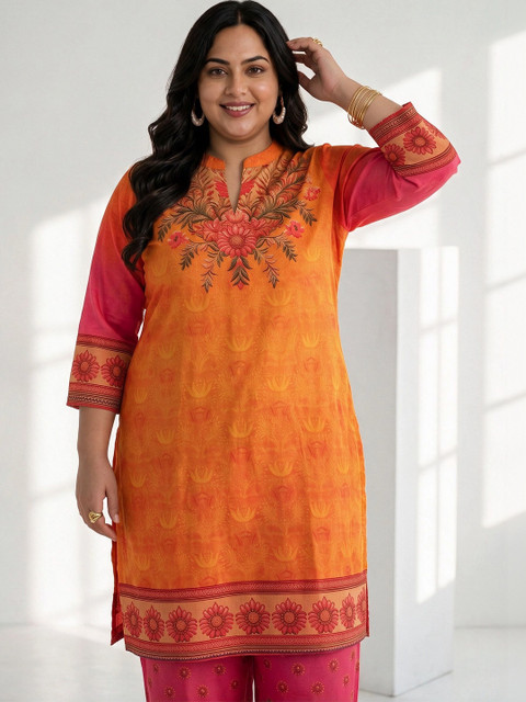 EXTRA LOVE BY LIBAS Women Floral Printed Regular Kurta with Trousers - Image 4