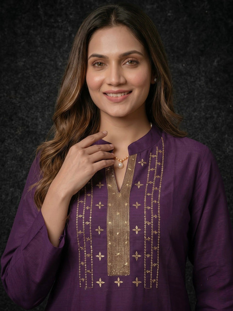 NEW KURTI Women Ethnic Motifs Embroidered Thread Work Kurta