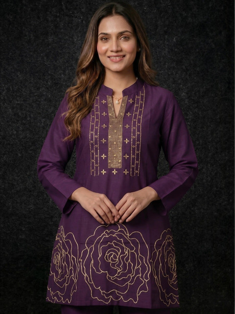 NEW KURTI Women Ethnic Motifs Embroidered Thread Work Kurta - Image 2