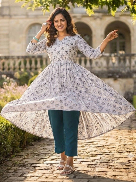 RUNAYA NX Romantic Florals Printed Tunic with Trousers - Image 2