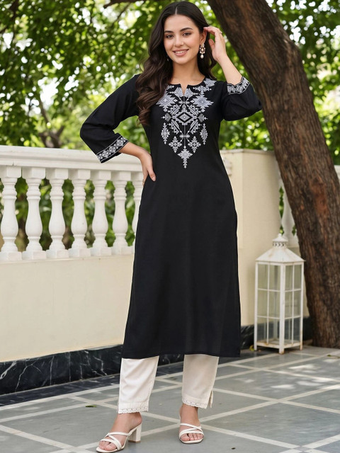 Indo Era Women Ethnic Motifs Embroidered Thread Work Kurta - Image 2