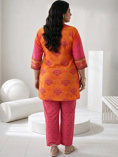 EXTRA LOVE BY LIBAS Women Floral Printed Regular Kurta with Trousers - Image 3