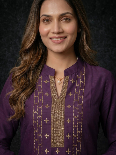 NEW KURTI Women Ethnic Motifs Embroidered Thread Work Kurta - Image 4