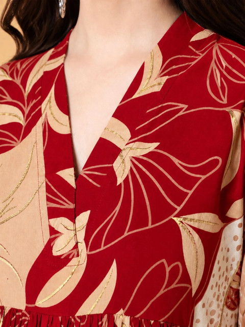 AMOUS Women Floral Printed Empire Kurta with Palazzos - Image 6