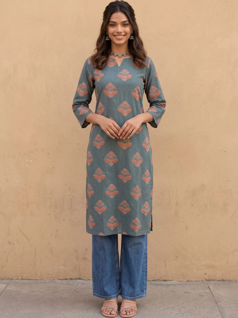 fusion by glitchez Women Ethnic Motifs Printed Indie Prints Kurta - Image 3