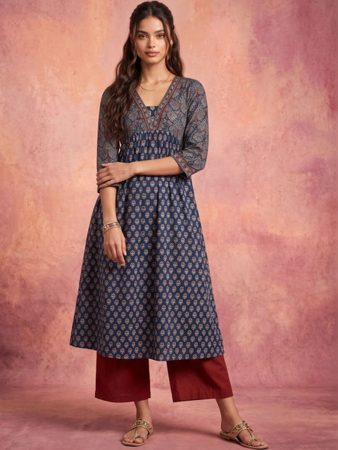 KINDA DESI Women Ethnic Motifs Printed Indie Prints Kurta - Image 3