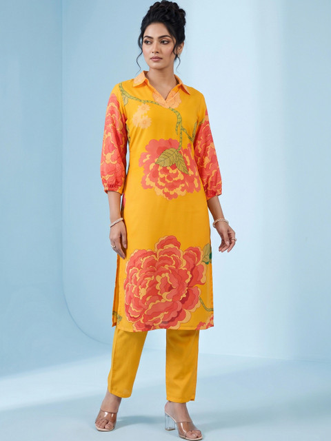 KALINI Romantic Florals Printed Top with Trousers