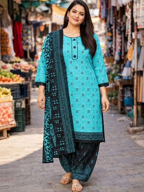 Merira Women Printed Regular Kurta with Patiala & With Dupatta