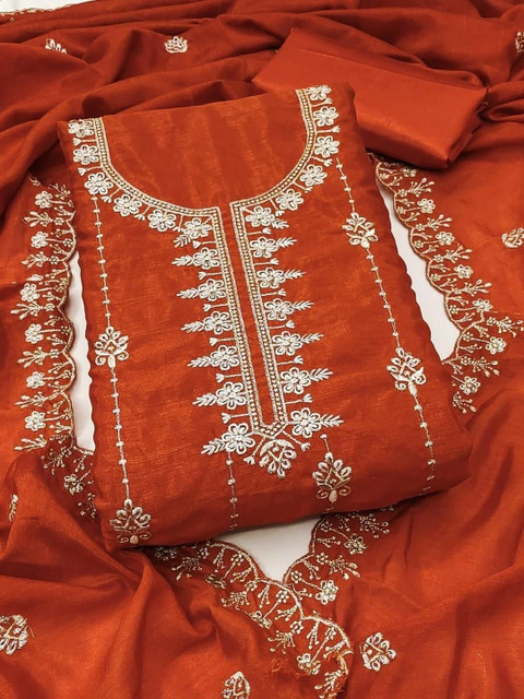 BlessAWeaves Embroidered Unstitched Dress Material - Image 2