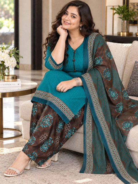 Merira Women Ethnic Motifs Printed Regular Kurta with Patiala & With Dupatta - Image 5