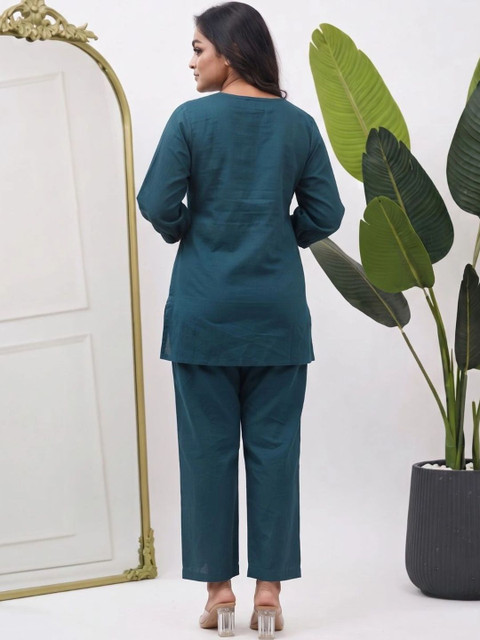IKLO Cotton Solid Top with Trousers - Image 3