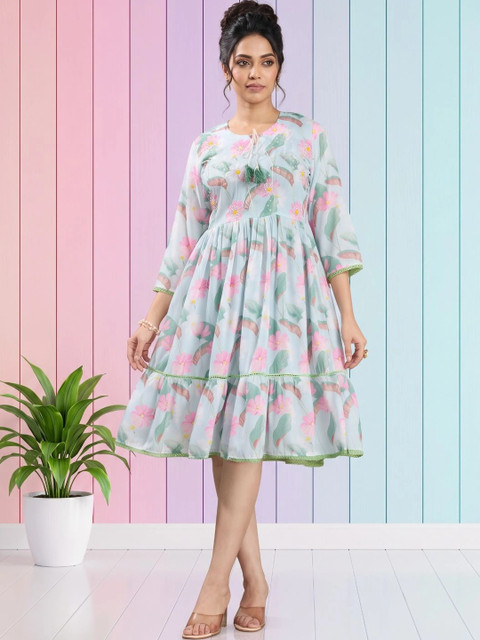 KALINI Floral Print Fit & Flare Dress