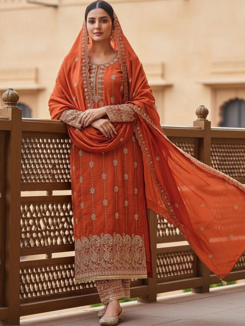 BlessAWeaves Embroidered Unstitched Dress Material - Image 4