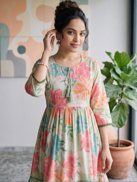 KALINI Romantic Florals Printed Tunic with Trousers - Image 2