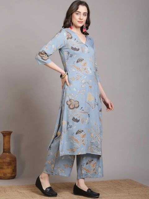 TINRANG Women Floral Printed Regular Kurta with Palazzos - Image 6