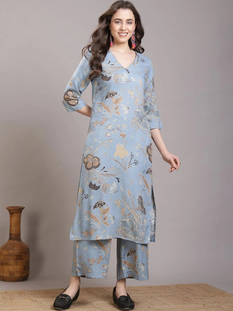 TINRANG Women Floral Printed Regular Kurta with Palazzos - Image 2