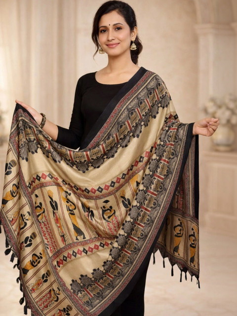 Phulkarigiri Ethnic Motifs Printed Kalamkari Dupatta