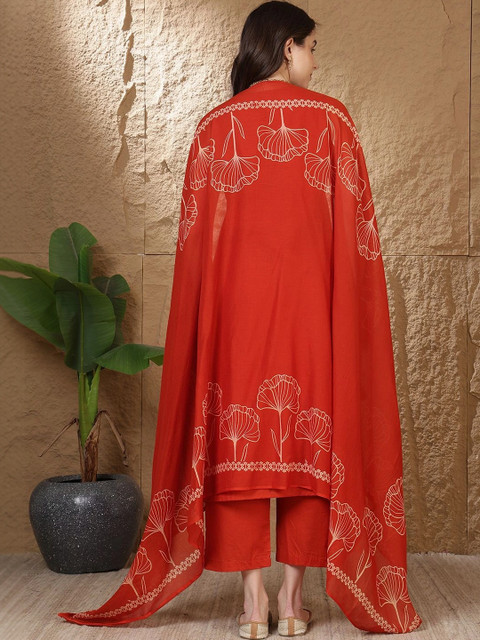 TINRANG Women Floral Regular Pure Cotton Kurta with Trousers With Dupatta - Image 2