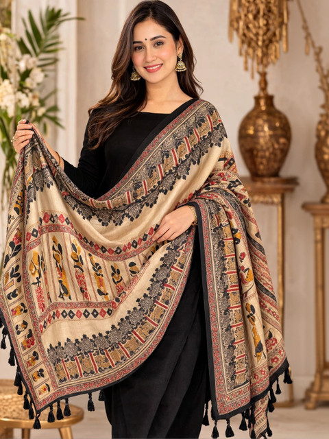Phulkarigiri Ethnic Motifs Printed Kalamkari Dupatta - Image 4