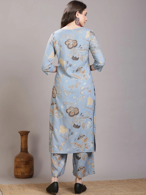 TINRANG Women Floral Printed Regular Kurta with Palazzos - Image 4