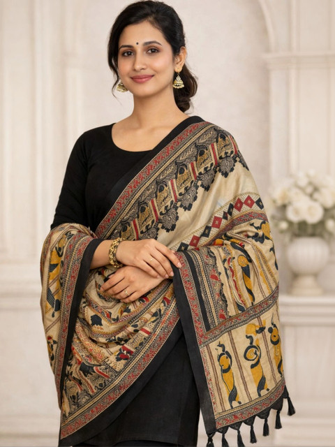 Phulkarigiri Ethnic Motifs Printed Kalamkari Dupatta - Image 2
