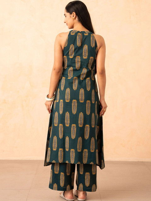 Vivika Women Ethnic Motifs Printed Regular Pure Cotton Kurta with Palazzos - Image 4