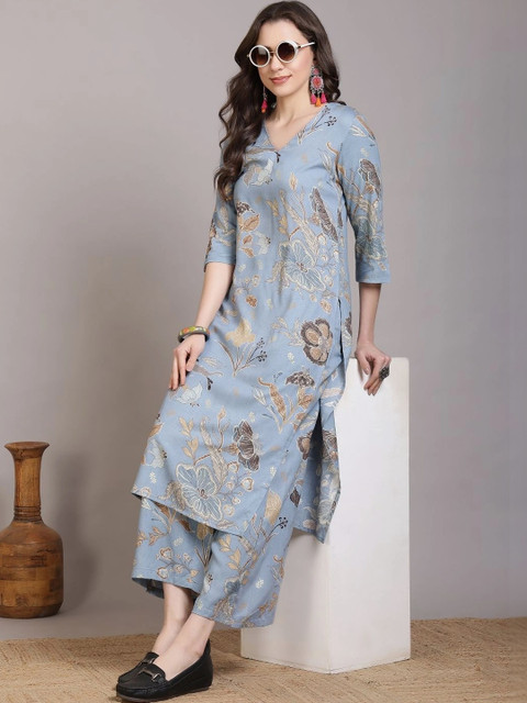 TINRANG Women Floral Printed Regular Kurta with Palazzos