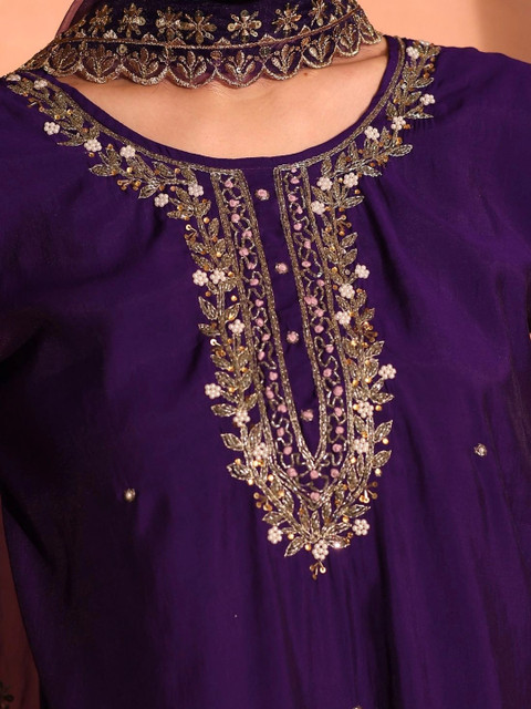 TITTLI Women Embroidered Regular Sequinned Kurta Set - Image 6