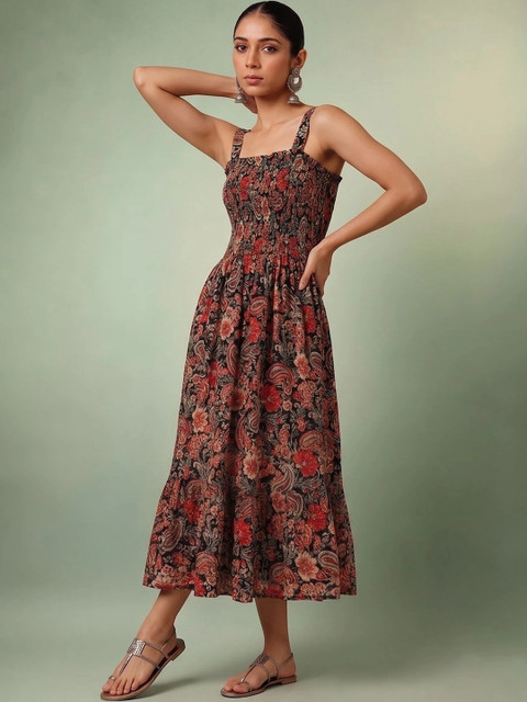 KALAMIR Print A-Line Midi Dress - Image 5