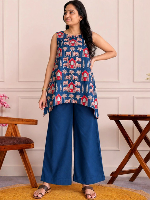 ZEKU Women Ethnic Motifs Printed Regular Kurta with Palazzos - Image 2