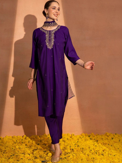 TITTLI Women Embroidered Regular Sequinned Kurta Set - Image 3