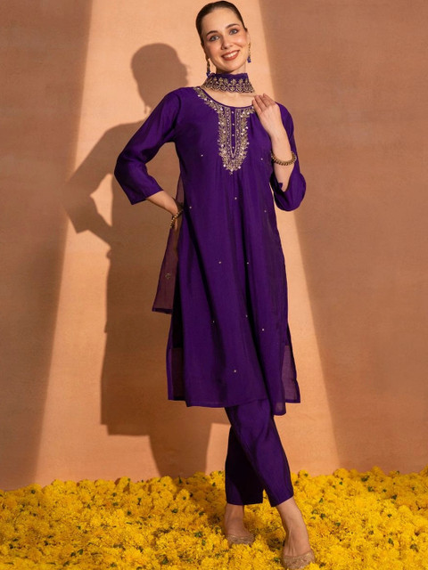TITTLI Women Embroidered Regular Sequinned Kurta Set - Image 4