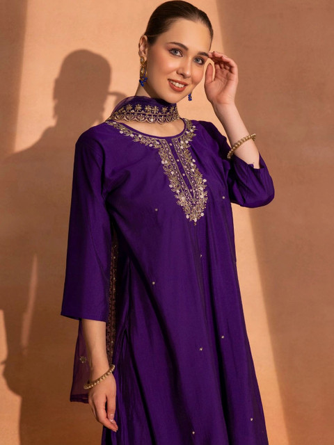 TITTLI Women Embroidered Regular Sequinned Kurta Set - Image 5