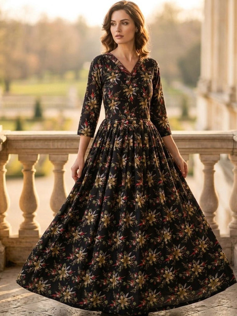 SELVIFAB Floral Print Maxi Dress