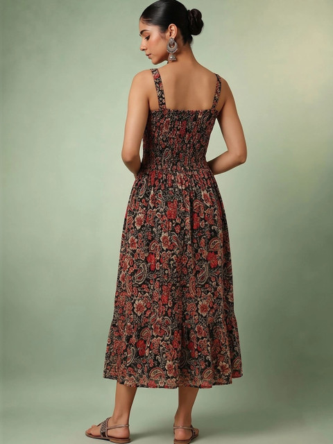 KALAMIR Print A-Line Midi Dress - Image 4