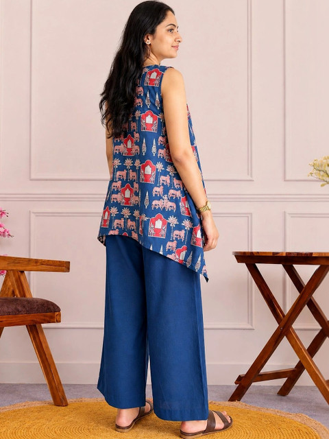 ZEKU Women Ethnic Motifs Printed Regular Kurta with Palazzos - Image 7