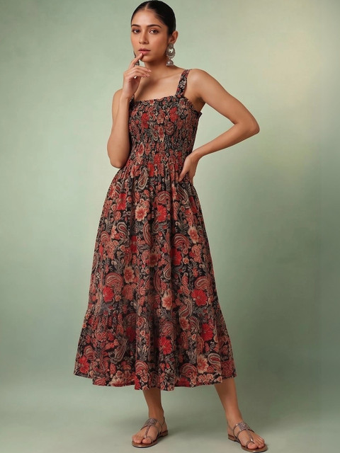 KALAMIR Print A-Line Midi Dress - Image 3