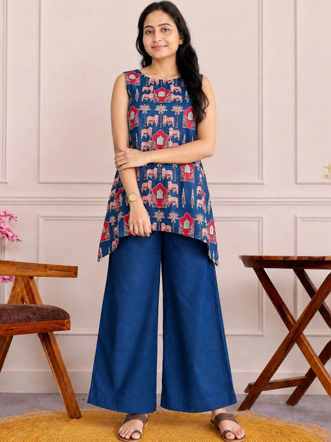 ZEKU Women Ethnic Motifs Printed Regular Kurta with Palazzos