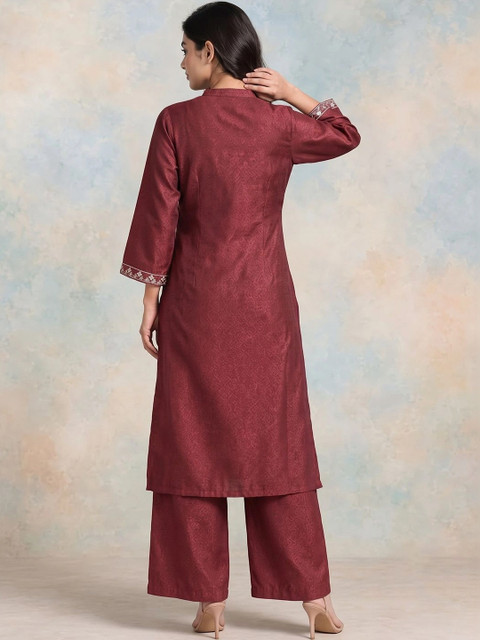 HERE&NOW Women Ethnic Motifs Regular Thread Work Kurta with Palazzos - Image 2