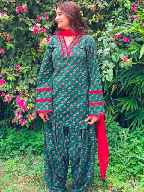 HIMAIRA FASHION Women Floral Printed Regular Pure Cotton Kurta with Patiala & With Dupatta - Image 6