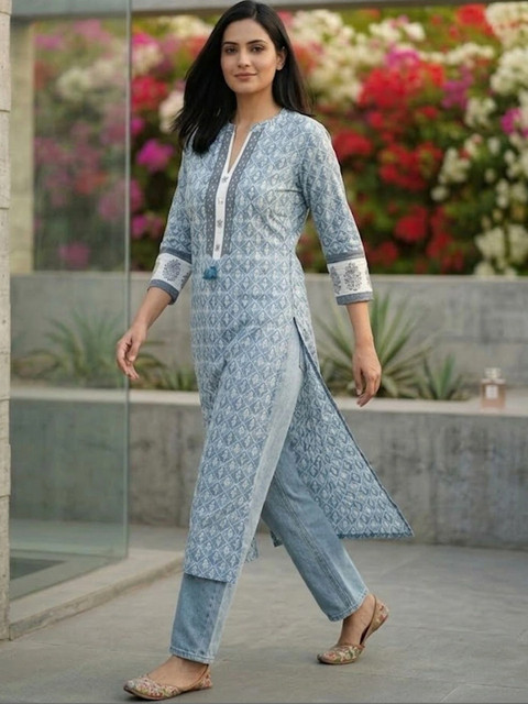 Anouk Rustic Women Ethnic Motifs Printed Block Print Kurta - Image 7
