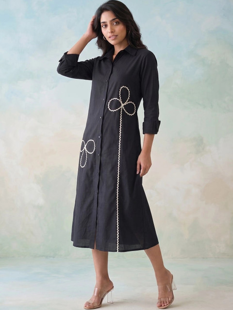 Anouk Rustic Embroidered A-Line Midi Dress - Image 6