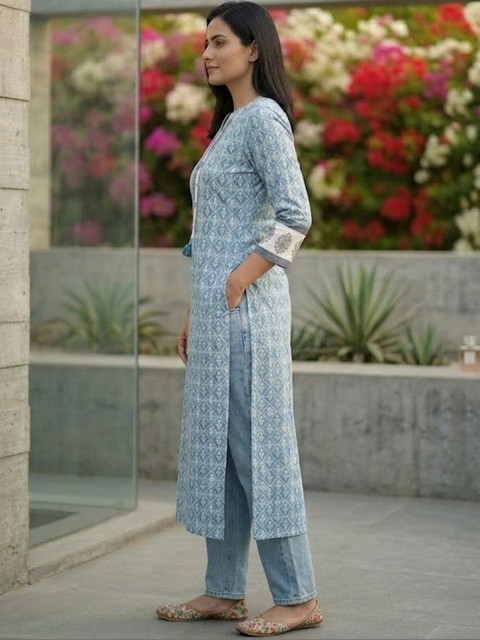Anouk Rustic Women Ethnic Motifs Printed Block Print Kurta - Image 4