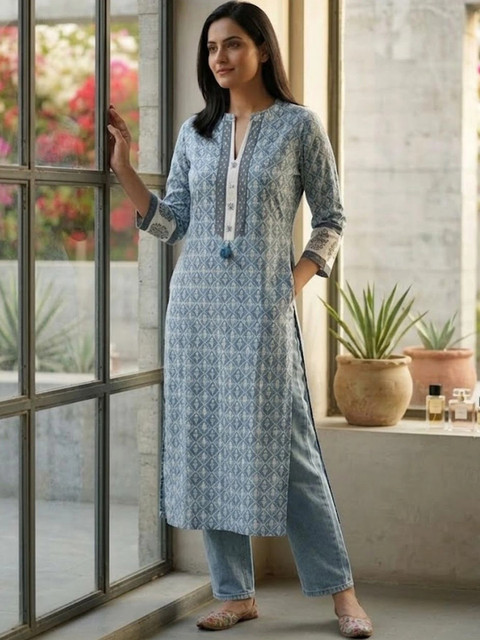 Anouk Rustic Women Ethnic Motifs Printed Block Print Kurta - Image 3