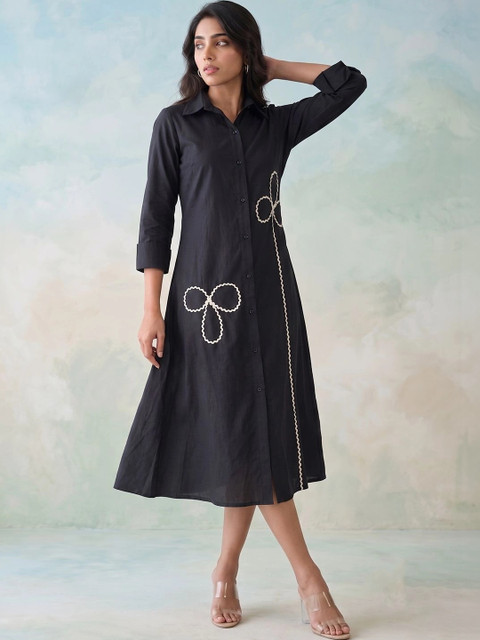 Anouk Rustic Embroidered A-Line Midi Dress - Image 3