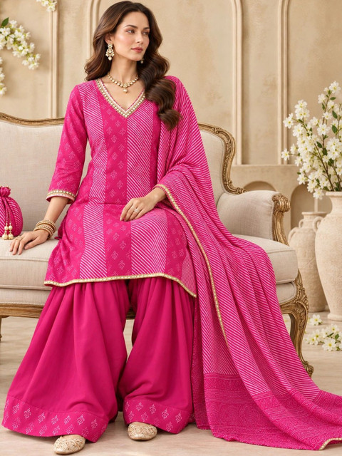 Anouk Women Ethnic Motifs atti Pure Cotton Kurta with Farshi Salwar & Dupatta