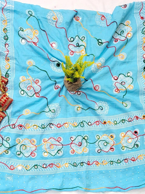 Leheriya Ethnic Motifs Embroidered Handwork Dupatta - Image 2