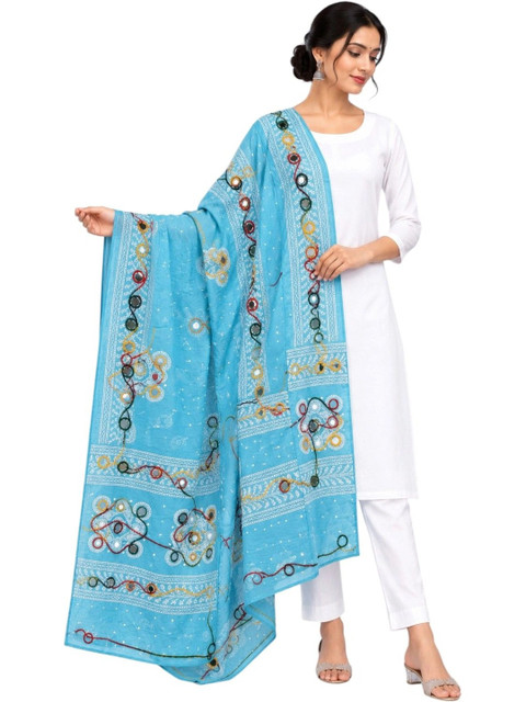 Leheriya Ethnic Motifs Embroidered Handwork Dupatta