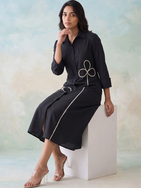 Anouk Rustic Embroidered A-Line Midi Dress - Image 4