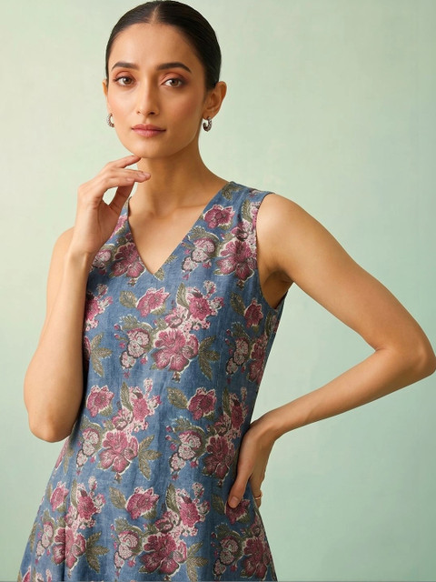 Anouk Rustic Floral Print A-Line Midi Dress - Image 5